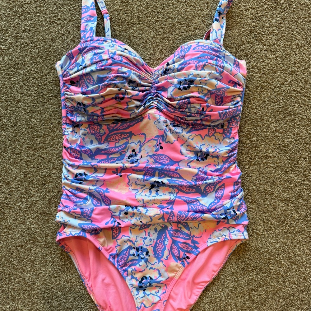 Lilly Pulitzer Pink and Blue Floral One Piece Swimsuit